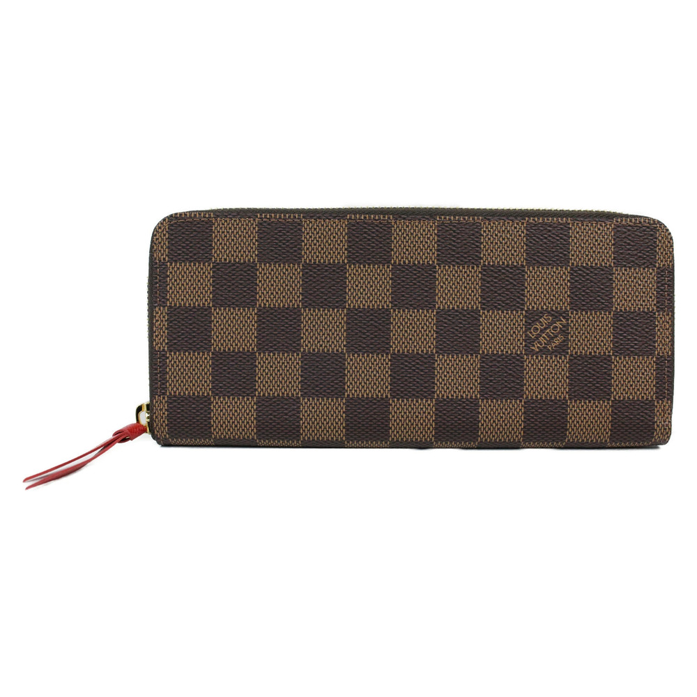UnWith Louis Vuitton Portefeuille Clemence Damier Ebene Brown Canvas Cerise